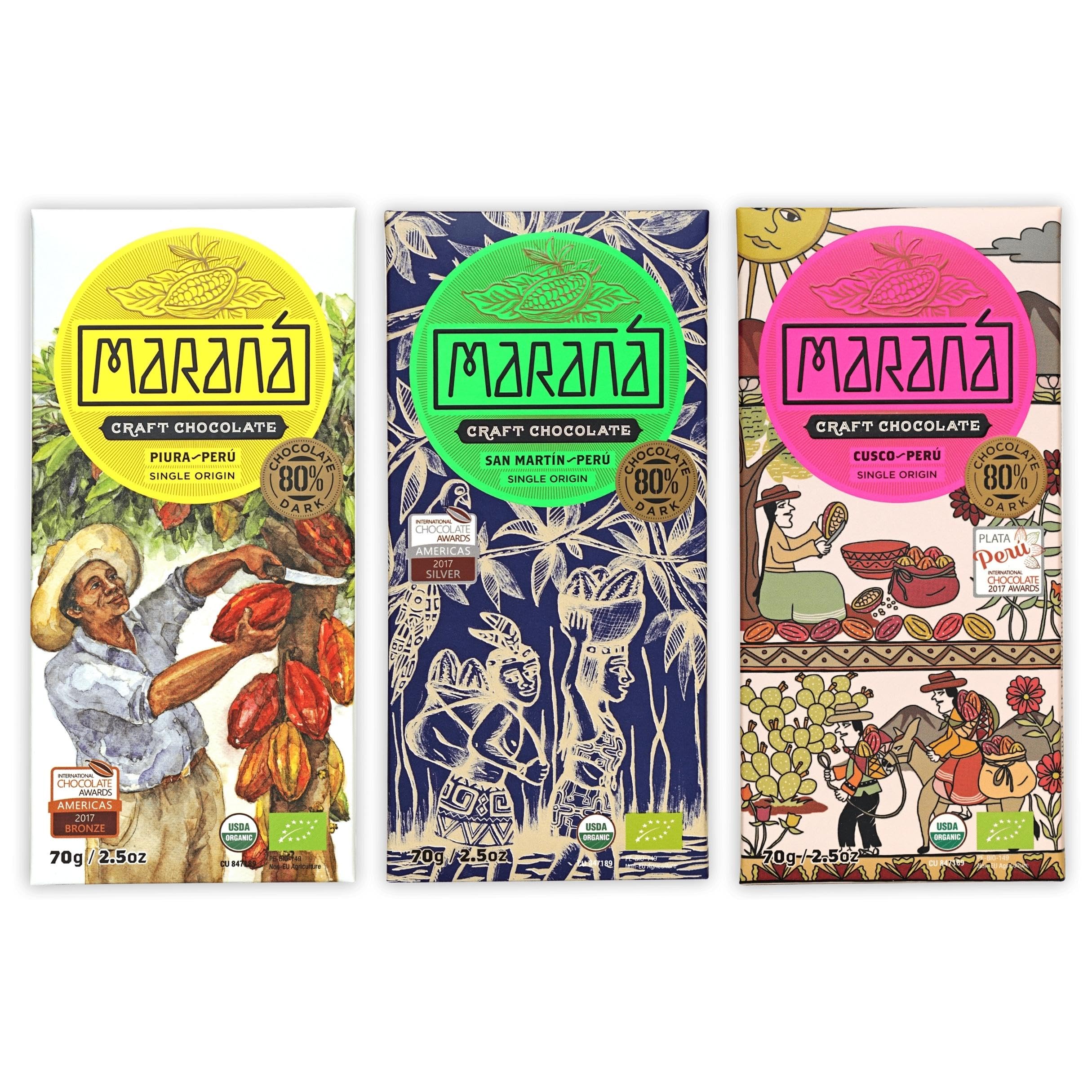 Amazon.com : Maraná Chocolate 80% Cacao Variety Dark Chocolate 3